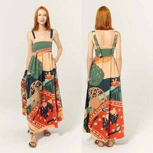 NEW Bel Kazan Janie Stretch Poplin Full-Skirt Maxi Dress Size: XS